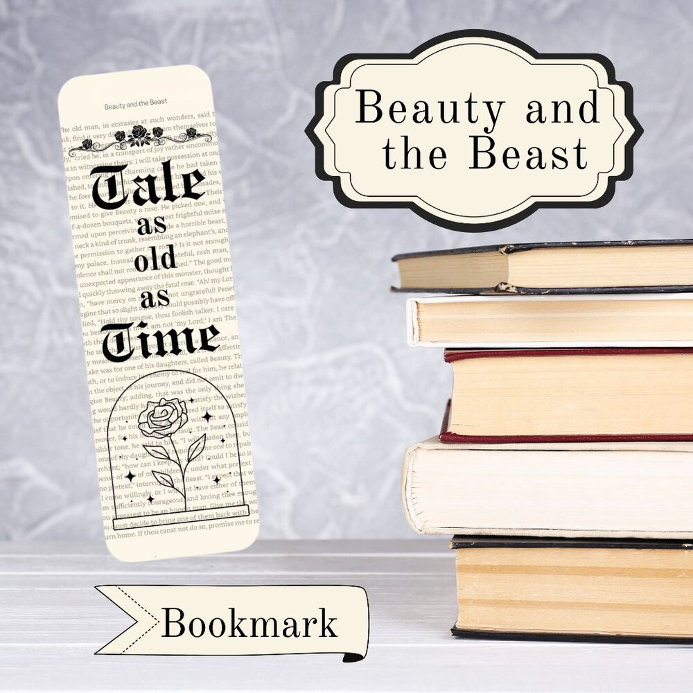Beauty and the Beast Book Page Bookmark, Tale as Old as Time, Book Accessories